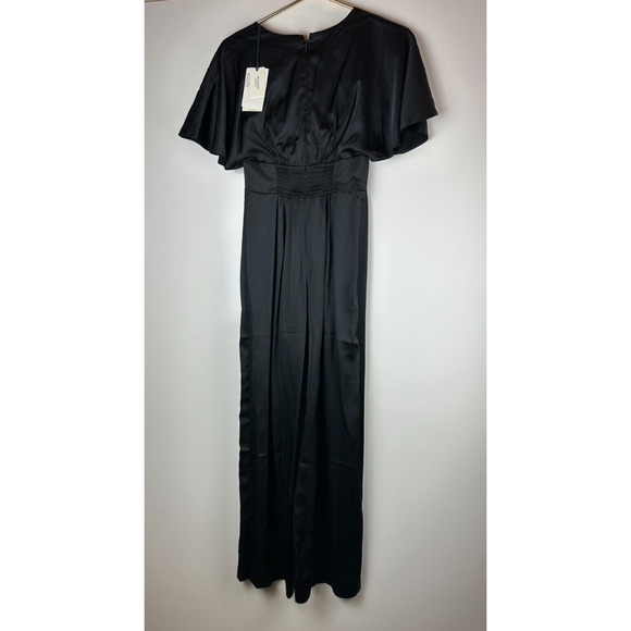 NWT Abercrombie & Fitch Angel Sleeve Satin Jumpsuit Black XSP X-Small Petite - Picture 5 of 14